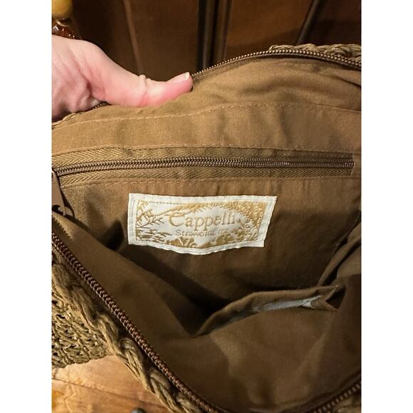 Capelli Straworld  Shoulder Bag Brown with Beaded Circles on Handle - Picture 6 of 14